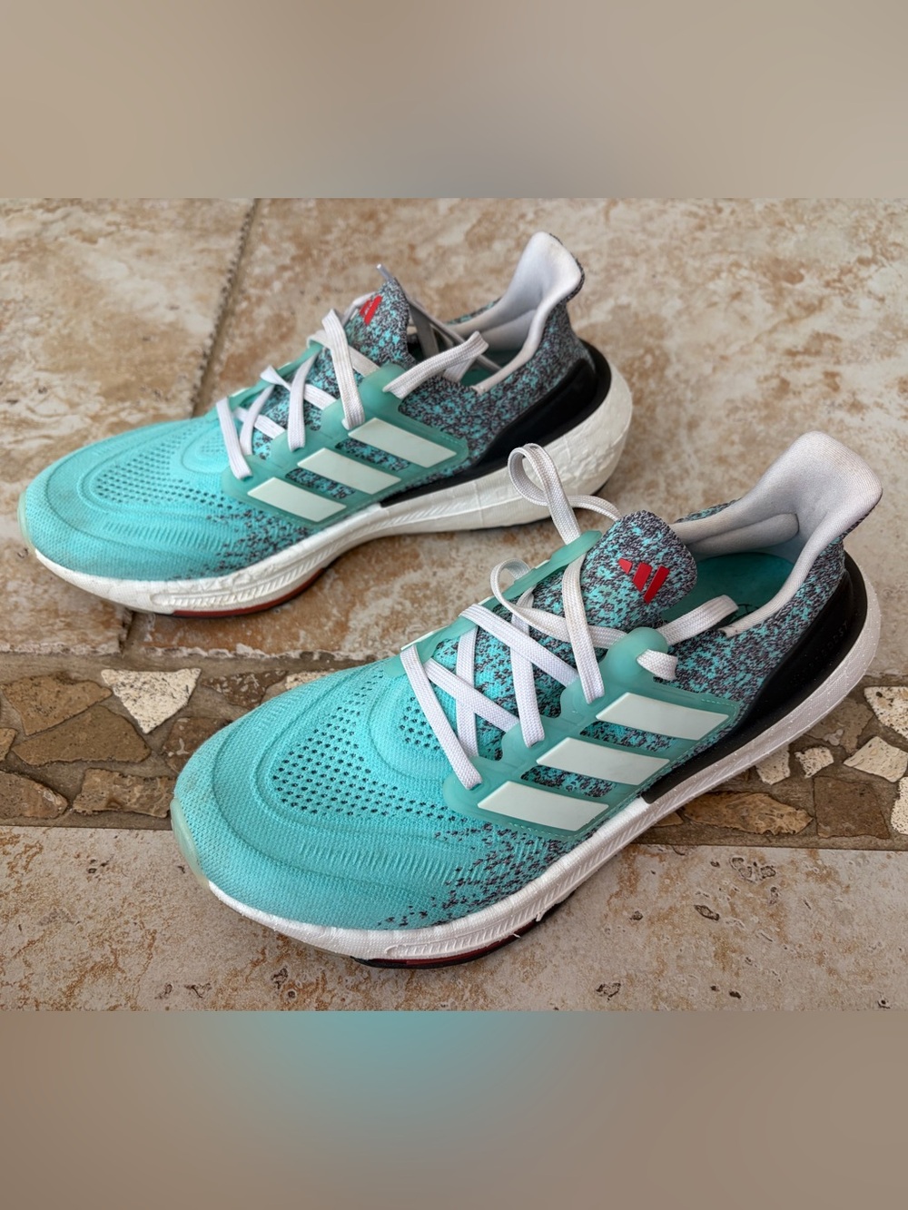 adidas UltraBoost Aqua/Turquoise Running Sneakers with White Stripes
